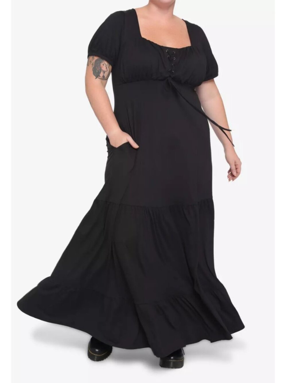 NWT Hot Topic 2 Black Empire Maxi Dress 2X 18 20